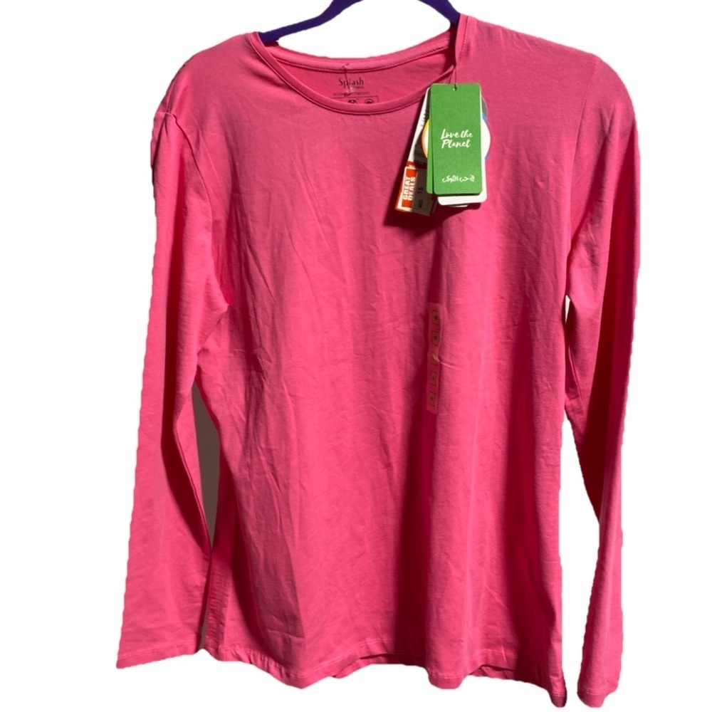 Splash Basics Women’s Long Sleeve Crew Neck T-Shirt Pink Siz 18  Sustainable E-2